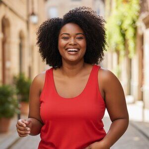 692 WOMENS LARGE RED SCOOP NECK TANK BY ISABELLA ACTIVE WEAR